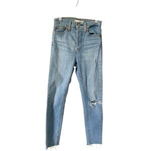 Levi's Wedgie Skinny Distressed Raw Hem Denim Jeans Blue Size 25
